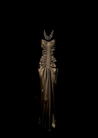 Vintage Mermaid Sweetheart Brown Long Prom Gown Fairy Prom Dresses SH3092