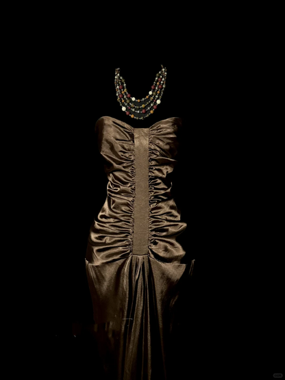 Vintage Mermaid Sweetheart Brown Long Prom Gown Fairy Prom Dresses SD2963