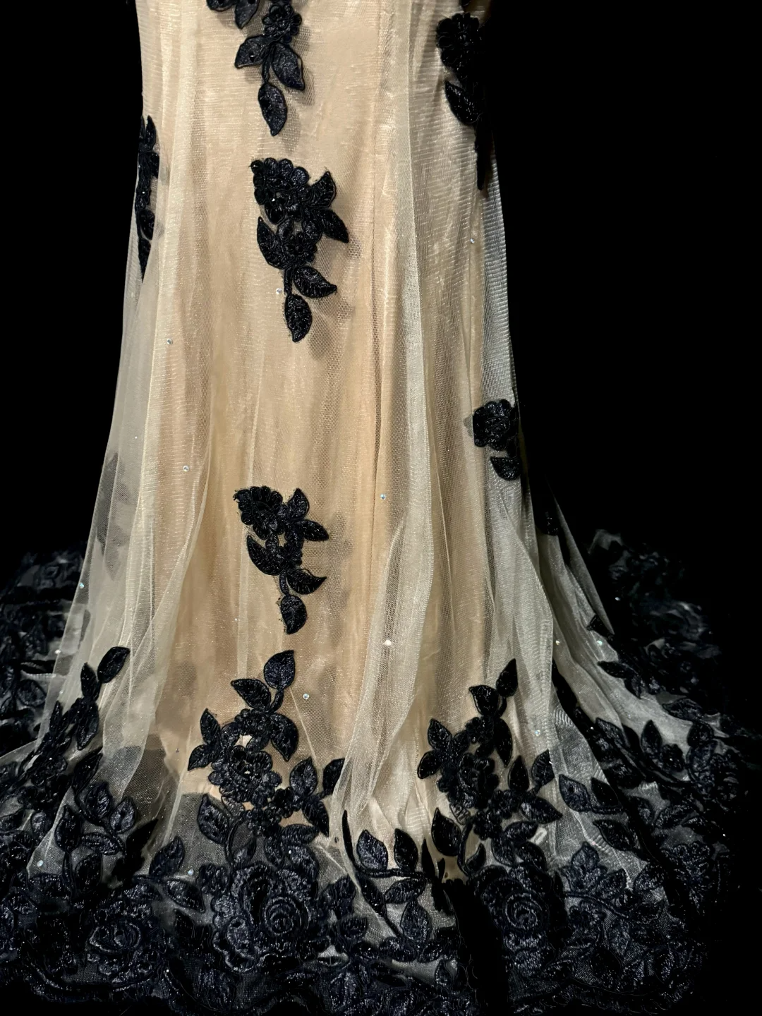 Vintage Classy Mermaid Spaghetti Straps Champagne Tulle Lace Long Evening Dress Prom Dresses H2972