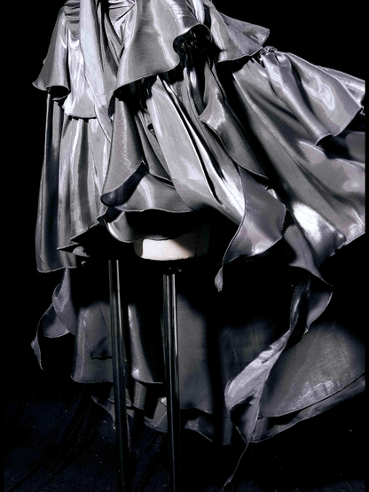 Retro High Low Irregular Spaghetti Straps Gray Short Birthday Dresses Birthday Outfits SD491