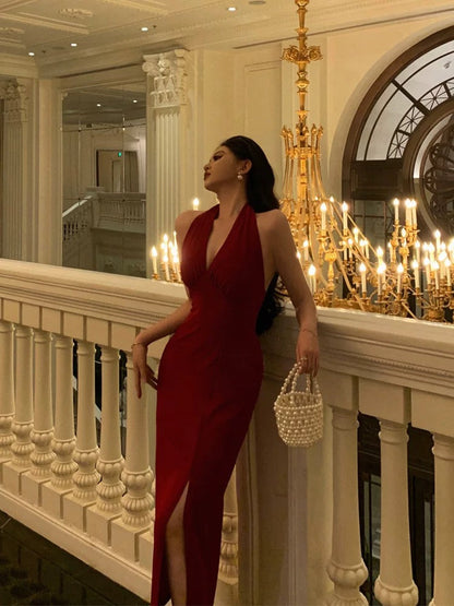 Sexy Sheath V Neckline Red Knee Length Prom Dresses Birthday Outfits SD590