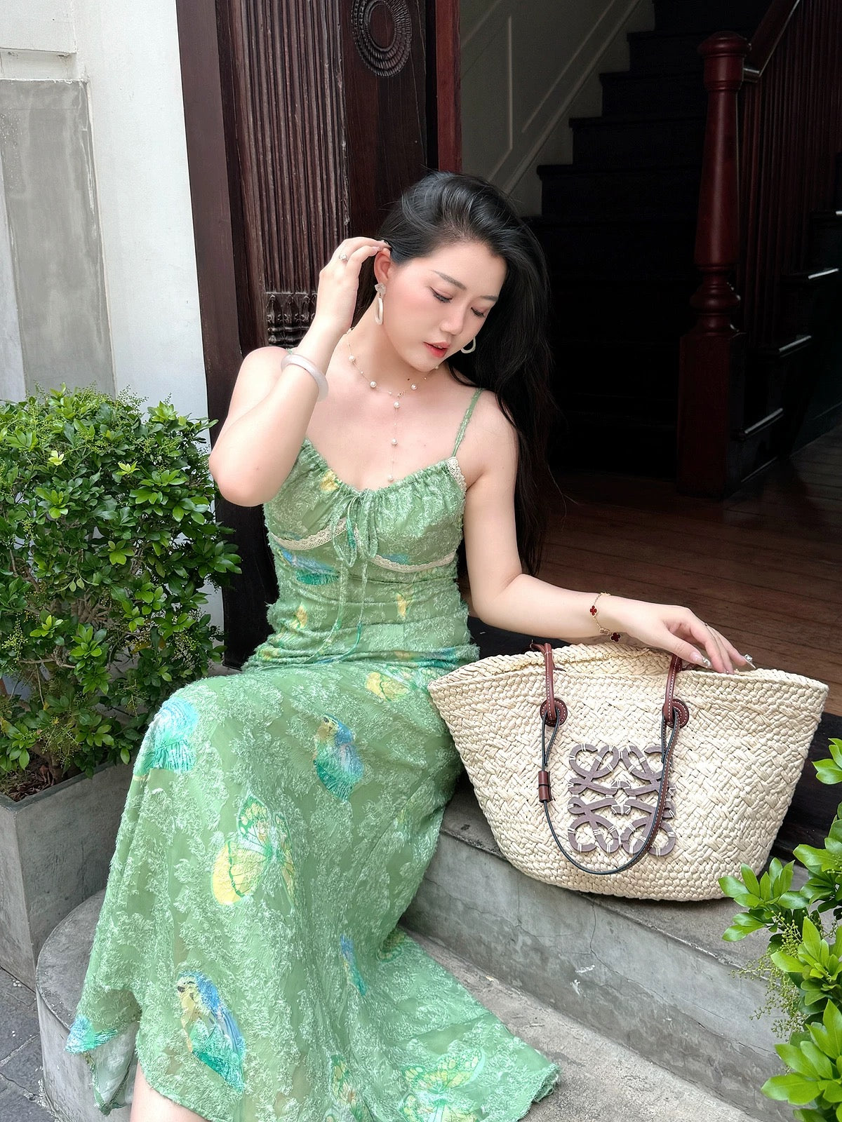 Stunning Sheath Spaghetti Straps Green Satin Date Night Dress Prom Dresses Birthday Outfit SD797