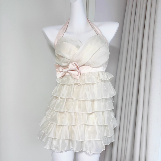 Cute Halter Neck Champagne Short Party Dress Birthday Dress S217