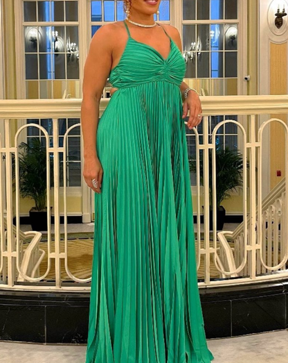 Stunning A Line Spaghetti Strap Green Satin Open Back Prom Dress Evening Dress SH1341