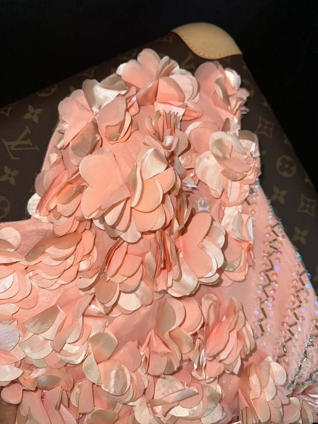 Pink Mermaid Sweetheart Neck Beaded Flower Chiffon Prom Dress Evening Dress SH3184