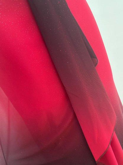 Vintage Sheath Straps Rhinestone Ombre Red Chiffon Prom Dress Evening Dress SH2234