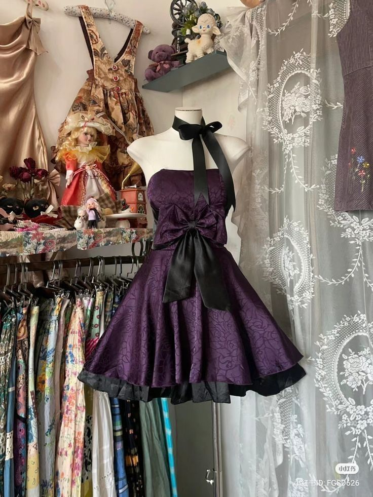 Vintage Purple Satin A Line Short Party Dress Homecoming Dress With Bow S277