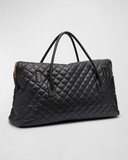 Saint Laurent ES Giant Travel Bag In Smooth Quilted Leather With Gold Hardware