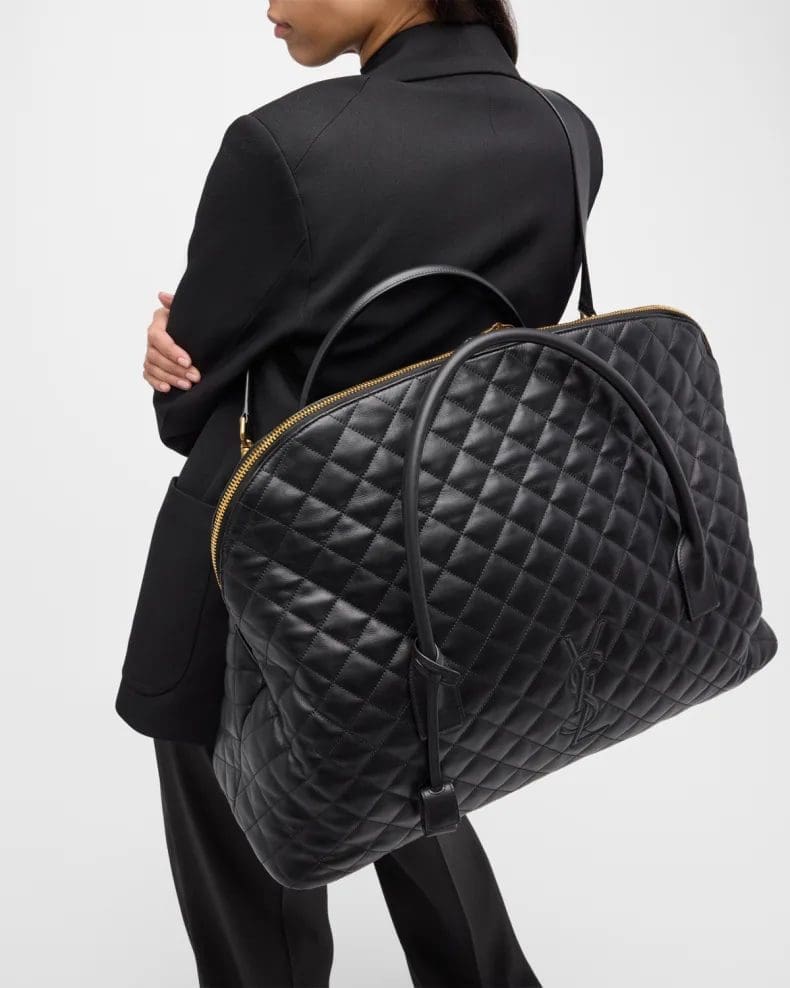 Saint Laurent ES Giant Travel Bag In Smooth Quilted Leather With Gold Hardware