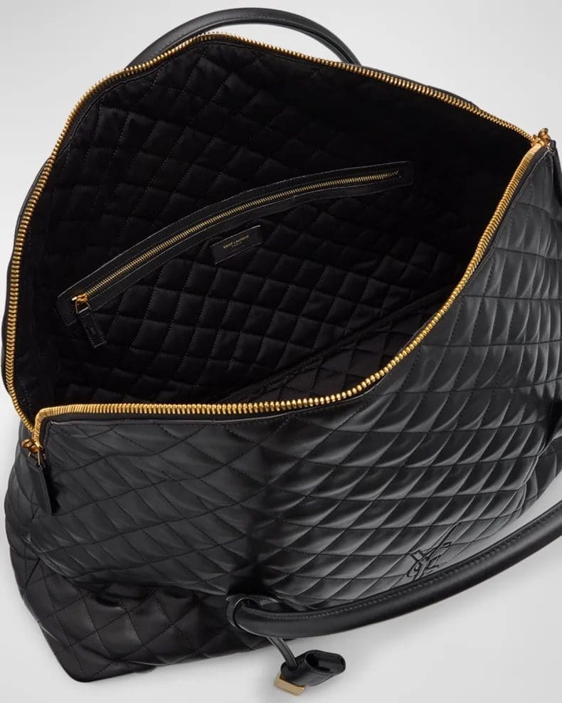Saint Laurent ES Giant Travel Bag In Smooth Quilted Leather With Gold Hardware