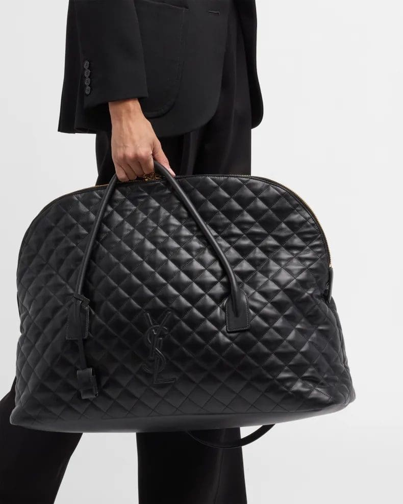 Saint Laurent ES Giant Travel Bag In Smooth Quilted Leather With Gold Hardware