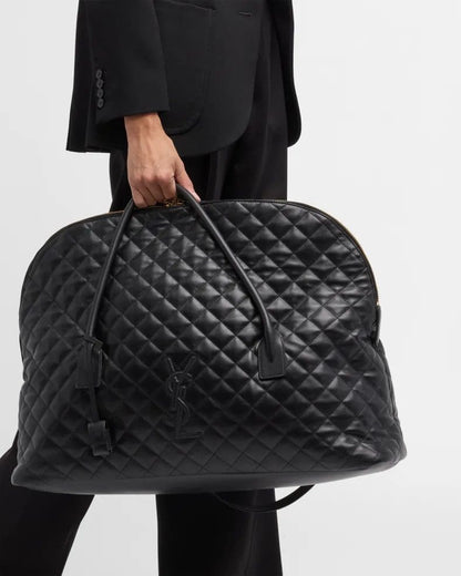 Saint Laurent ES Giant Travel Bag In Smooth Quilted Leather With Gold Hardware