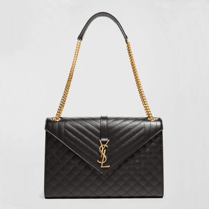 Saint Laurent Envelope Triquilt Large YSL Shoulder Bag In Grained Leather
