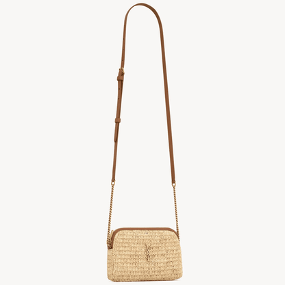 Saint Laurent Gaby Zipped Pouch In Raffia