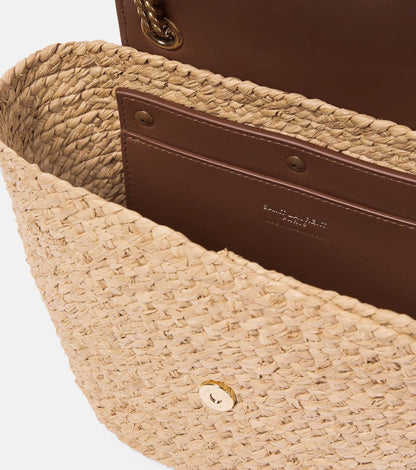Saint Laurent Manon Mini raffia and leather shoulder bag
