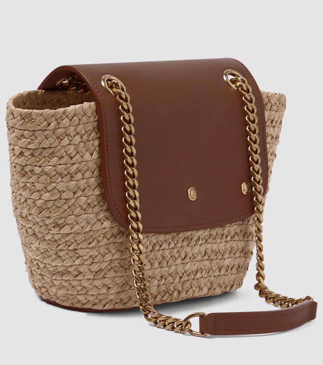 Saint Laurent Manon Mini raffia and leather shoulder bag