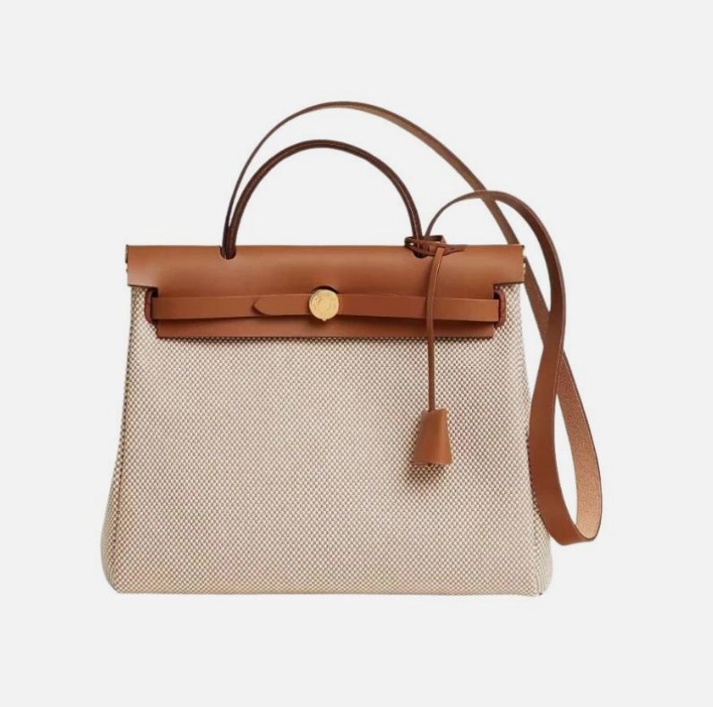 Hermès Herbag Zip 31 Bag In Retourne Viking Canvas With Gold Hardware Ecru-Beige-Fauve