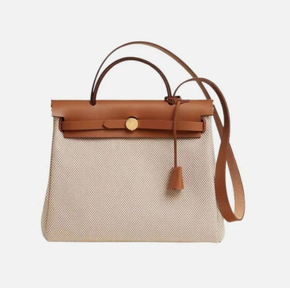 Hermès Herbag Zip 31 Bag In Retourne Viking Canvas With Gold Hardware Ecru-Beige-Fauve