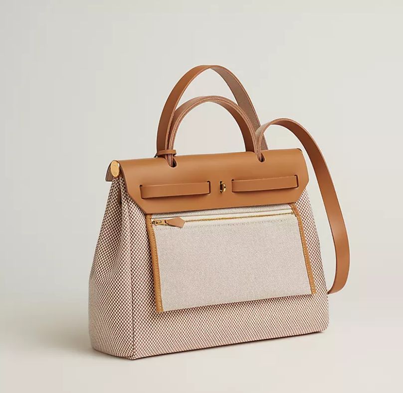 Hermès Herbag Zip 31 Bag In Retourne Viking Canvas With Gold Hardware Ecru-Beige-Fauve