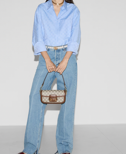 Gucci Beige and Brown Leather Horsebit 1955 Small Shoulder Bag with Gold Hardware RRP £2,130