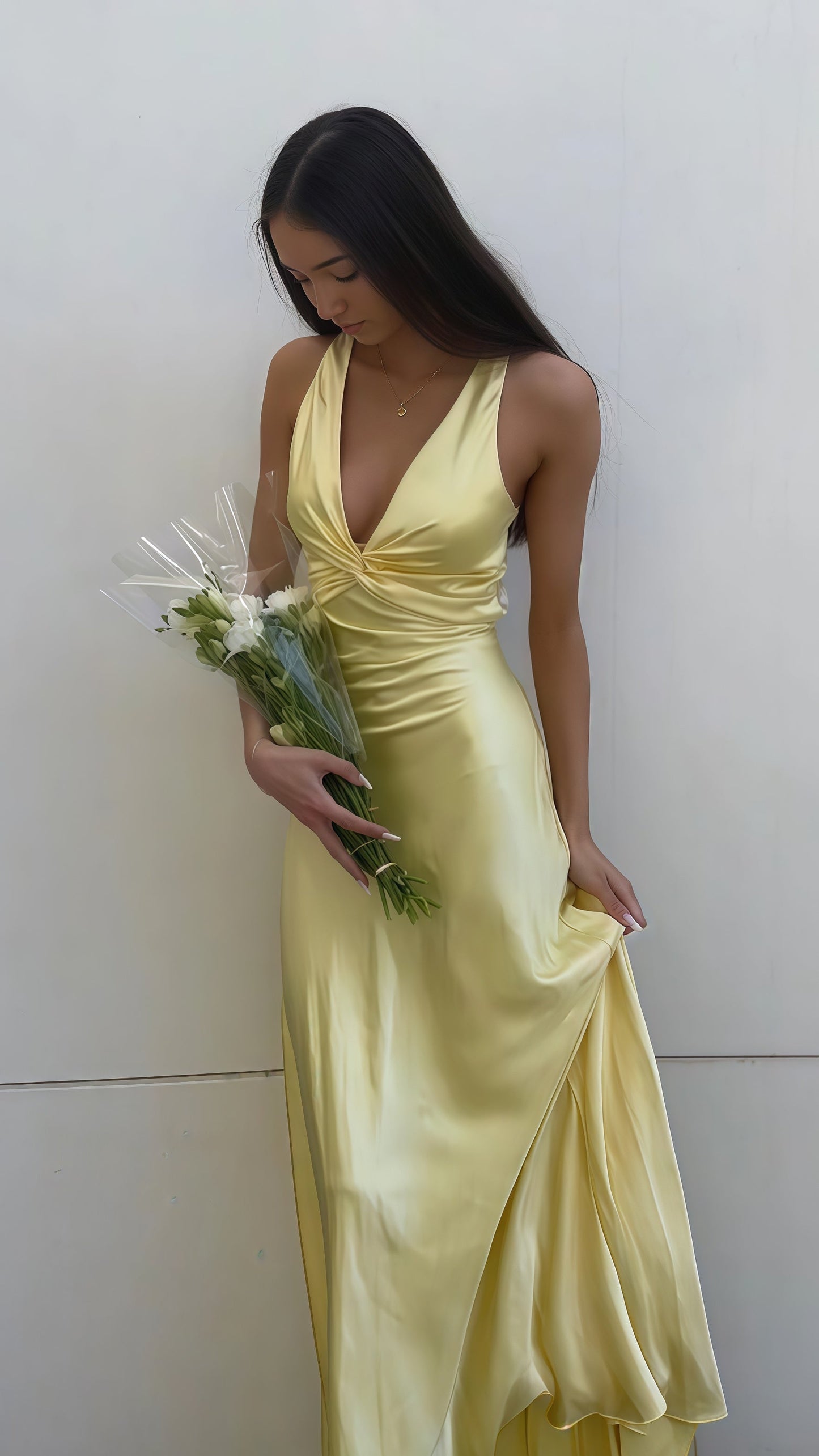 Sexy V-neck Sheath Prom Dress, Cross Back Celebrity Dress