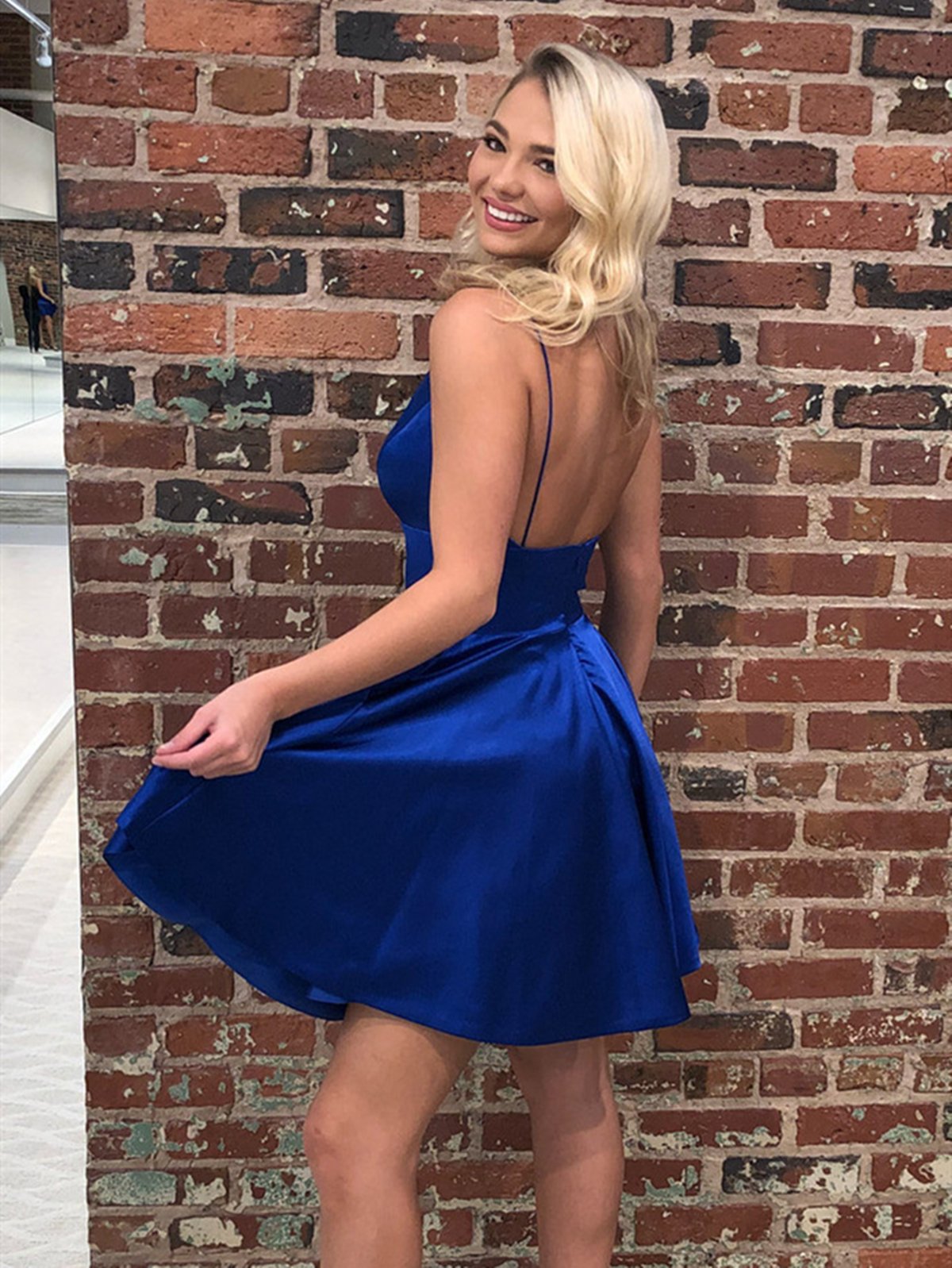 Simple A Line V Neck Short Prom Dresses, V Neck Short Formal Homecoming Dresses