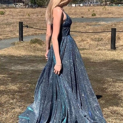 Spaghetti Straps A-line Split Prom Dresses