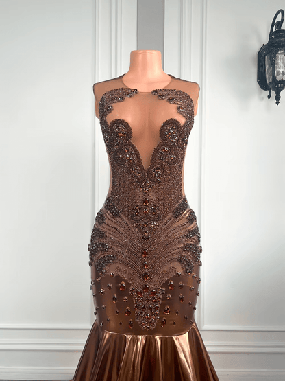 Luxury Mermaid Prom Dresses Black Girls Leather Gala Dress Formal