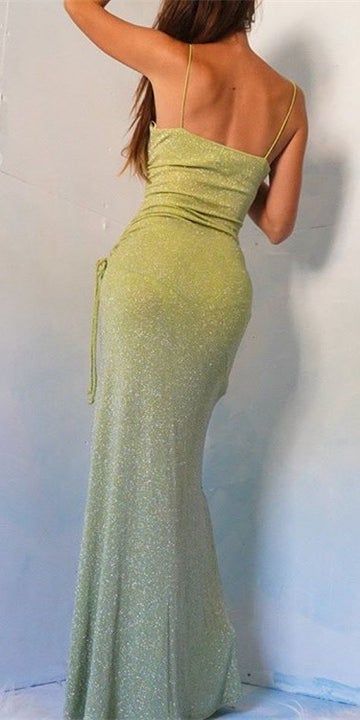 Sparkle Mermaid Spaghetti Straps Long Prom Dress