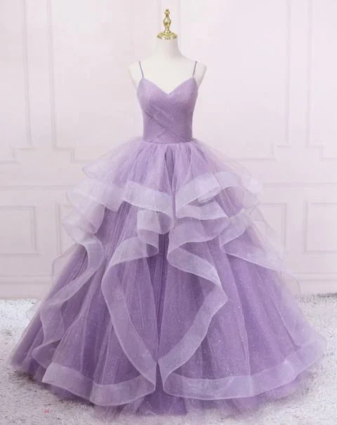Green/blue long shiny elegant spaghetti straps long ruffled organza ball gown evening dress quinceanera dress gh903