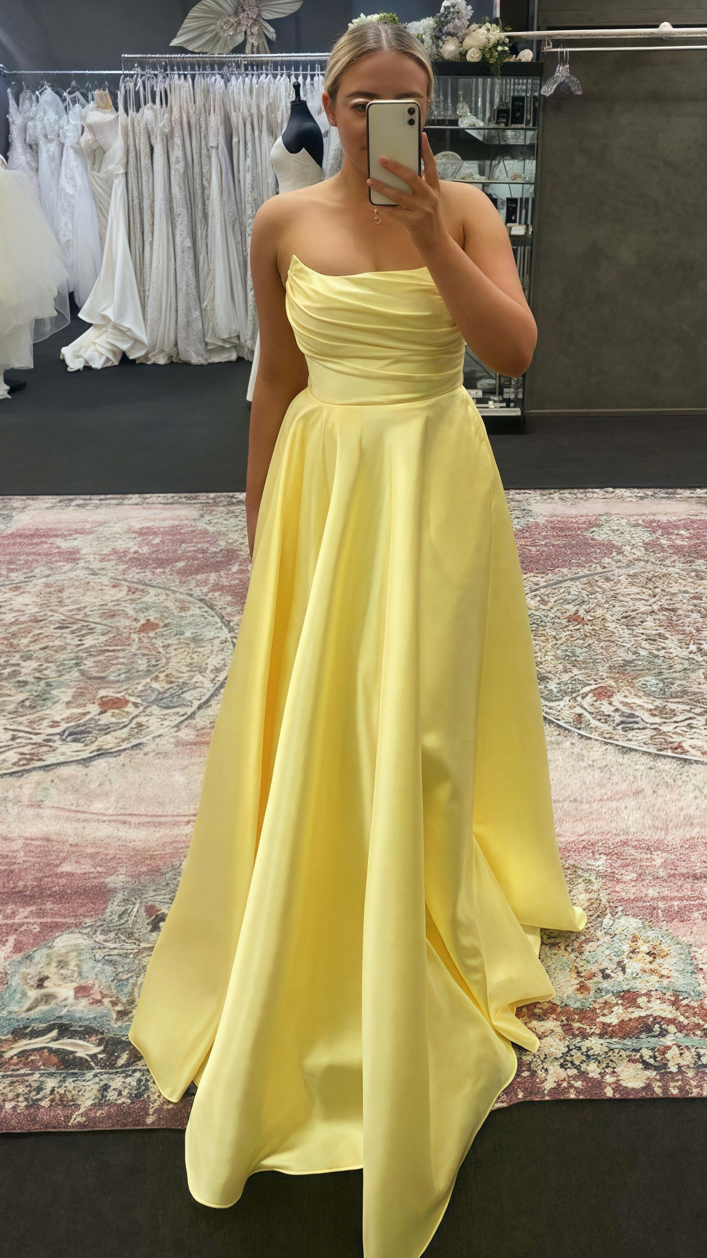 Strapless A-Line Pleated Evening Prom Dress