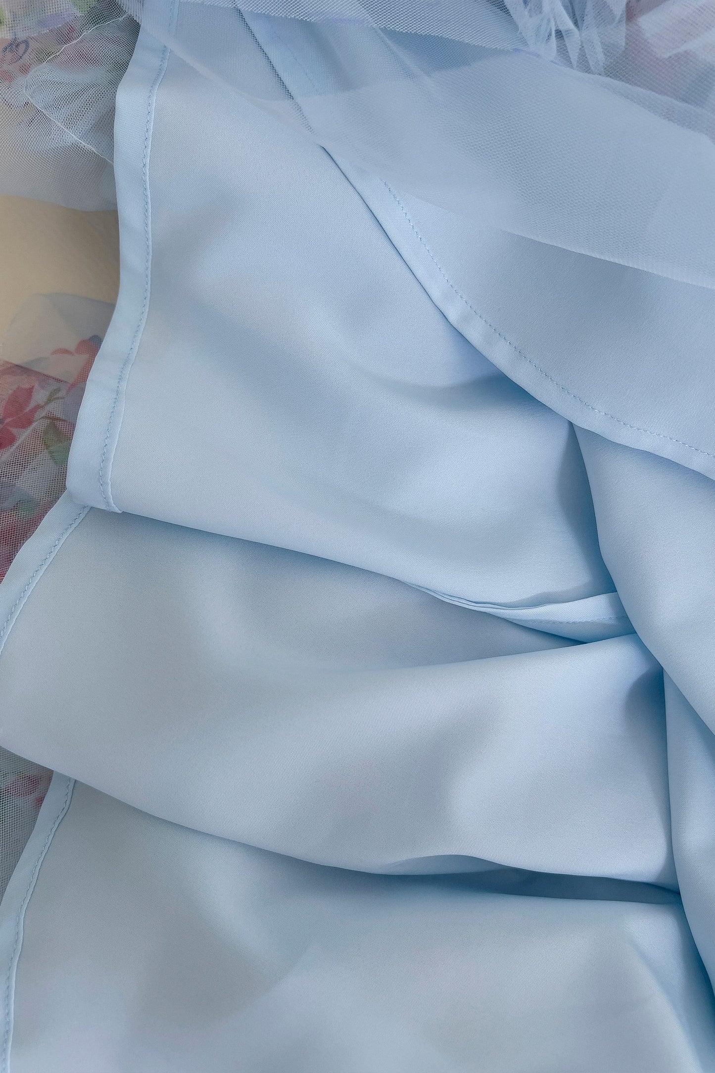 Pretty Straps Blue Floral Print Ruched Long Formal Evening Dresses