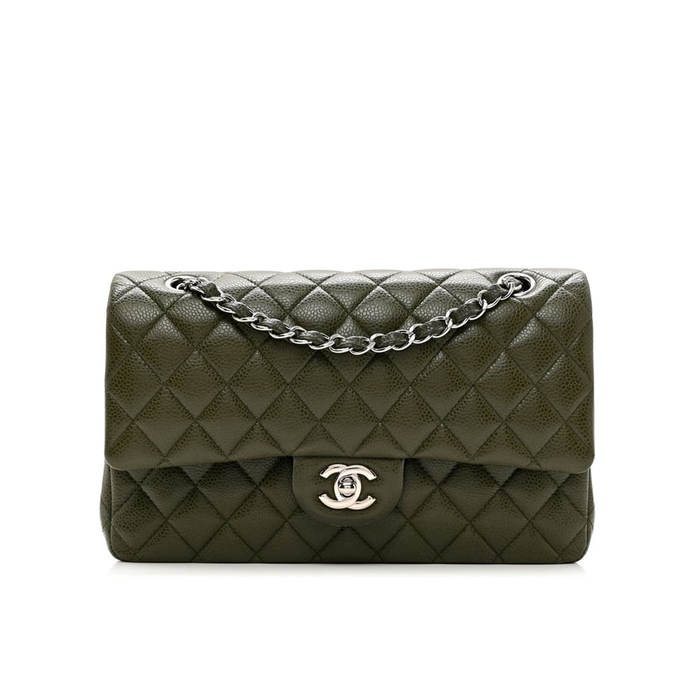 Chanel Caviar Quilted Medium Double Flap Dark Green
