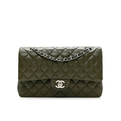 Chanel Caviar Quilted Medium Double Flap Dark Green