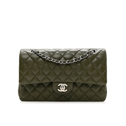 Chanel Caviar Quilted Medium Double Flap Dark Green