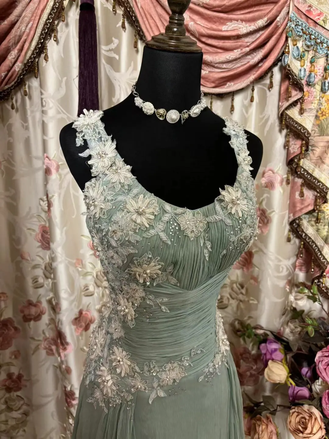 Gentle Blue A Line Straps White Appliques Chiffon Prom Dress Cocktail Dress SH3743