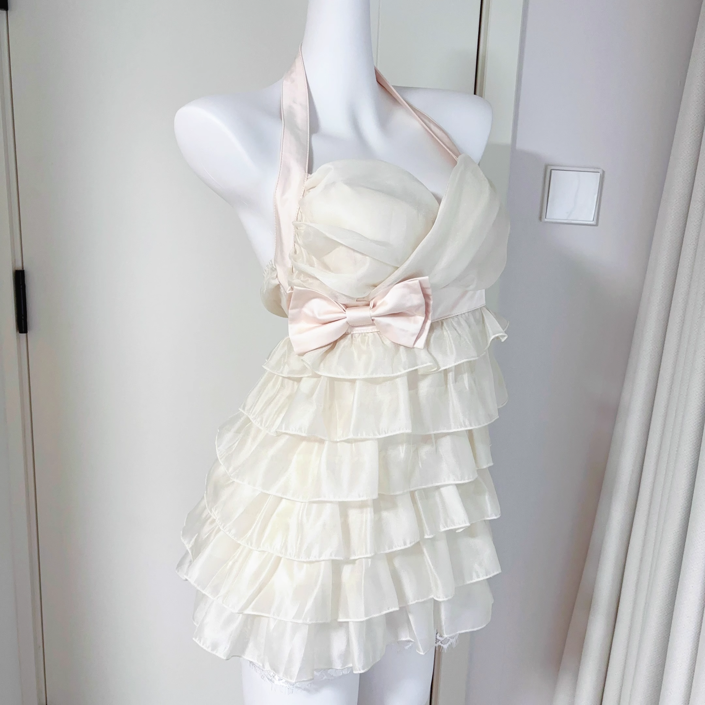 Cute Halter Neck Champagne Short Party Dress Birthday Dress S217
