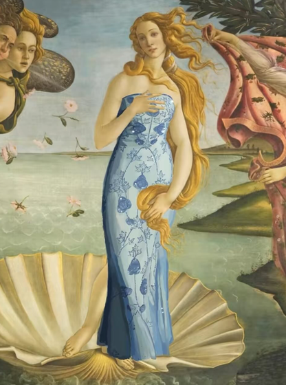 Vintage Sheath Strapless Beaded Appliques Blue Chiffon Satin Prom Dress Evening Dress SH2626