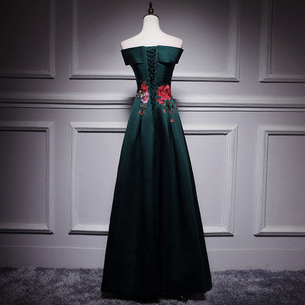 A line Dark Green Long Prom Dresses SH174