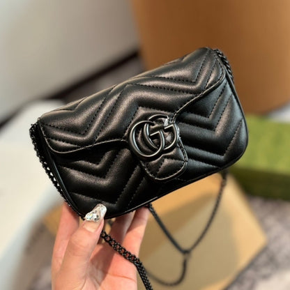 GUCCI GG MARMONT BELT BAG BLACK 16CM 699757 UM8KV 1000
