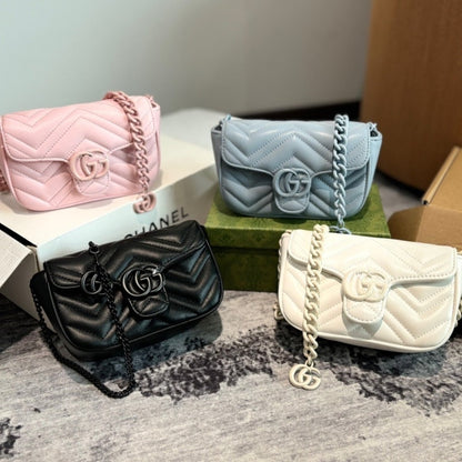 GUCCI GG MARMONT BELT BAG PALE BLUE 16CM 699757 UM8KV 4928