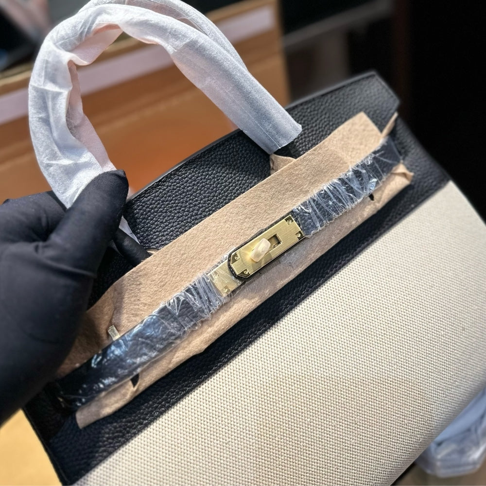 HERMES BIRKIN 25 TOILE H BLACK 25CM