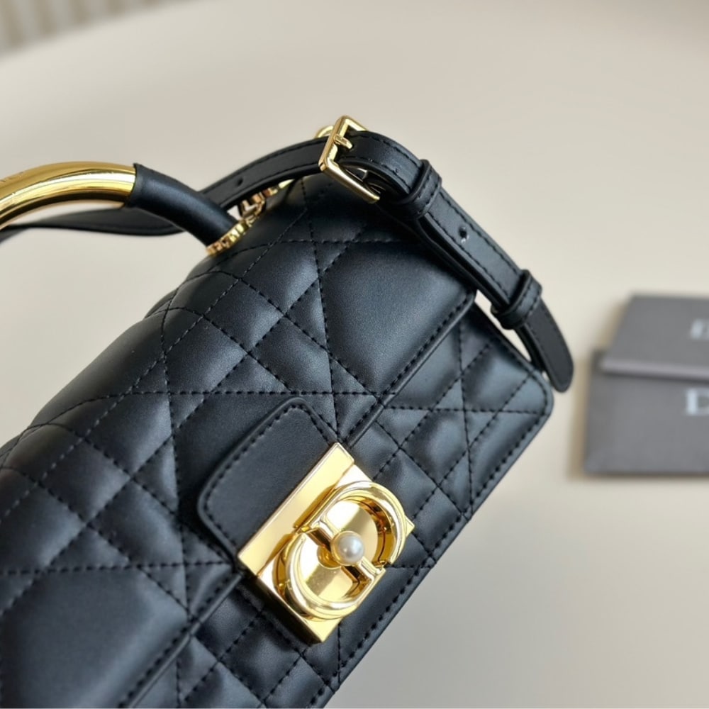 DIOR MINI DIOR ANGE BAG MACROCANNAGE BLACK 20CM M4401UNMZM900 E03