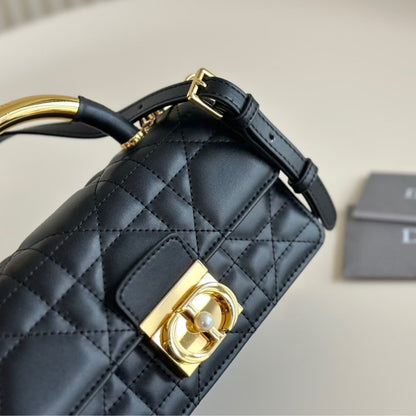 DIOR MINI DIOR ANGE BAG MACROCANNAGE BLACK 20CM M4401UNMZM900 E03