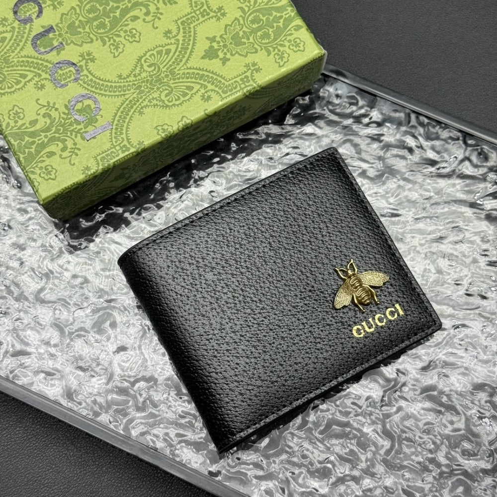 GUCCI ANIMALIER BI FOLD WALLET BLACK 11CM 523664 DJ20T 1000