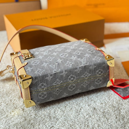 LOUIS VUITTON SIDE TRUNK MM BAG DENIM GREY 23CM M13285