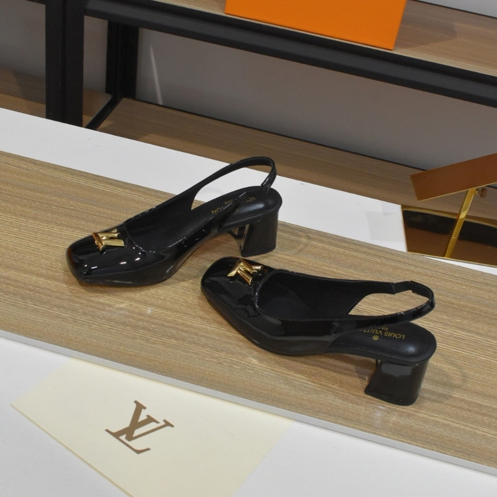 LOUIS VUITTON SWING SLINGBACK HIGH HEELS BLACK 1AGUC8