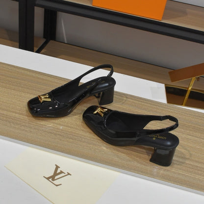 LOUIS VUITTON SWING SLINGBACK HIGH HEELS BLACK 1AGUC8