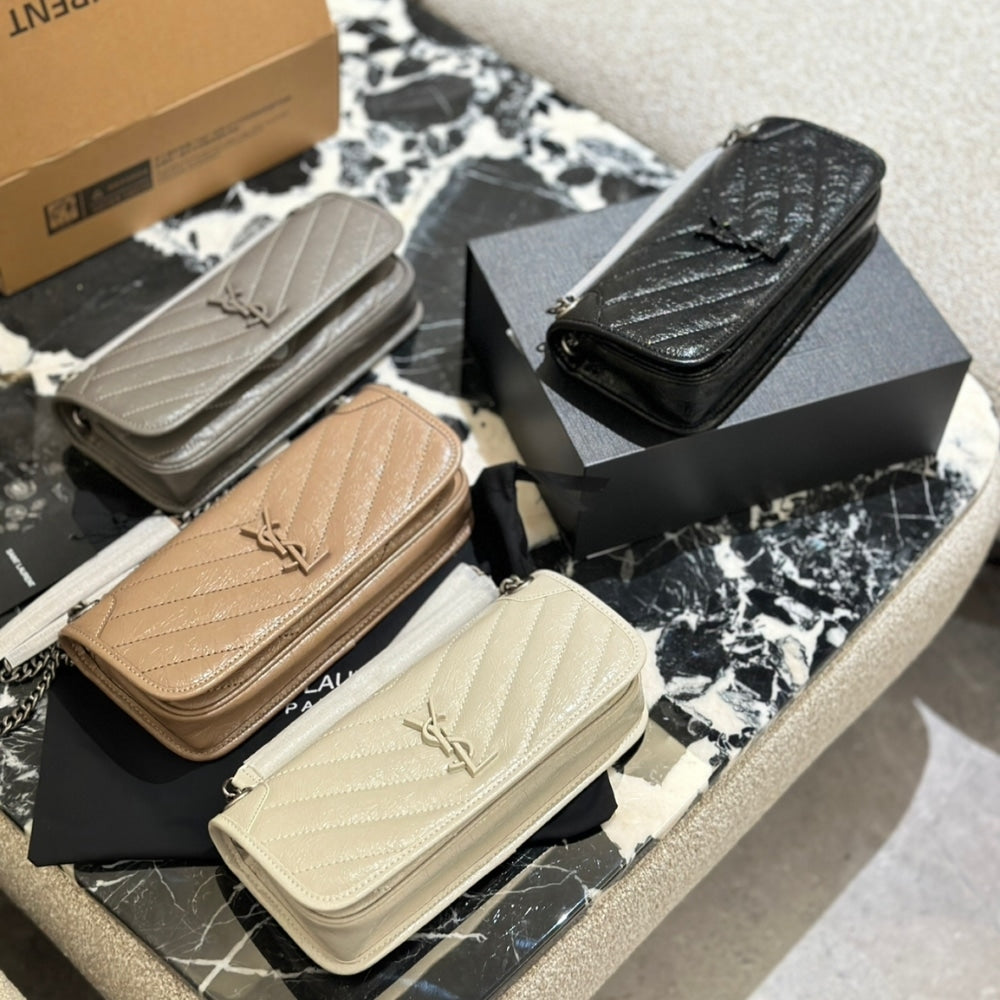 SAINT LAURENT MINI MATELASSE MONOGRAM NIKI BAG BEIGE 26CM