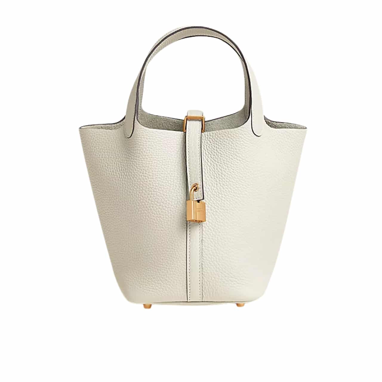 HERMES PICOTIN LOCK 18 BAG WHITE WITH GOLD 18CM 056289CC10